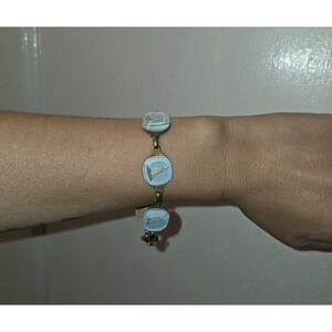 Vintage Brass And Enamel Sailboat Bracelet.  8 In